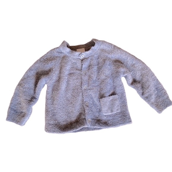 Plush Baby Sweater Cardigan Fuzzy Button Down Cozy Warm Blue Preppy 12 months - Picture 1 of 4